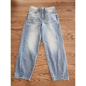 Evereve Ever Seam Barrel Leg Women's Jeans Size 27-28 Mid Wash Blue